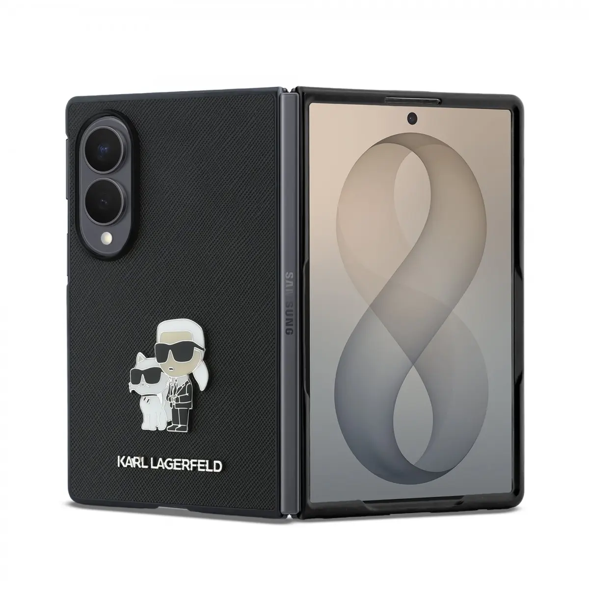 Kryt Karl Lagerfeld PU Saffiano Karl and Choupette pro Samsung Galaxy Z Fold 8 černý