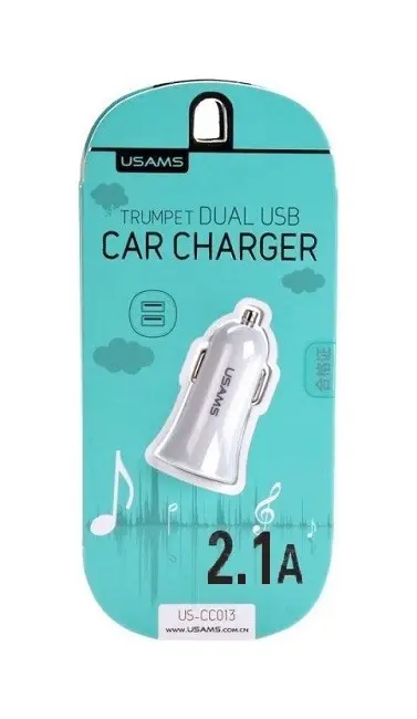 Autodobíječ USAMS Trumpet CC013 Dual 2.1 A bílý 25576