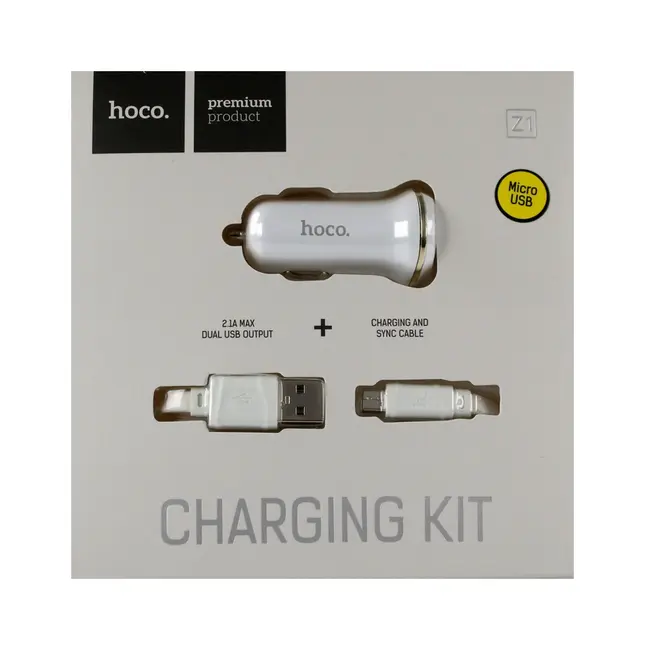 Nabíječka do auta HOCO Z1 micro USB Dual 2.1A bílá 25671