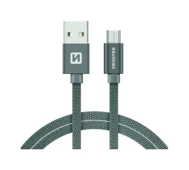 Datový kabel Swissten microUSB 2m šedý 30513