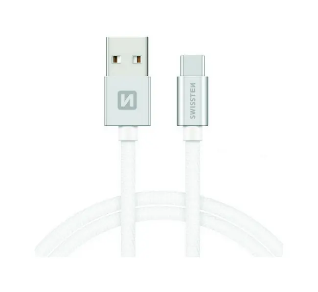 Datový kabel Swissten USB-C (Type-C) 1,2m stříbrný 30644