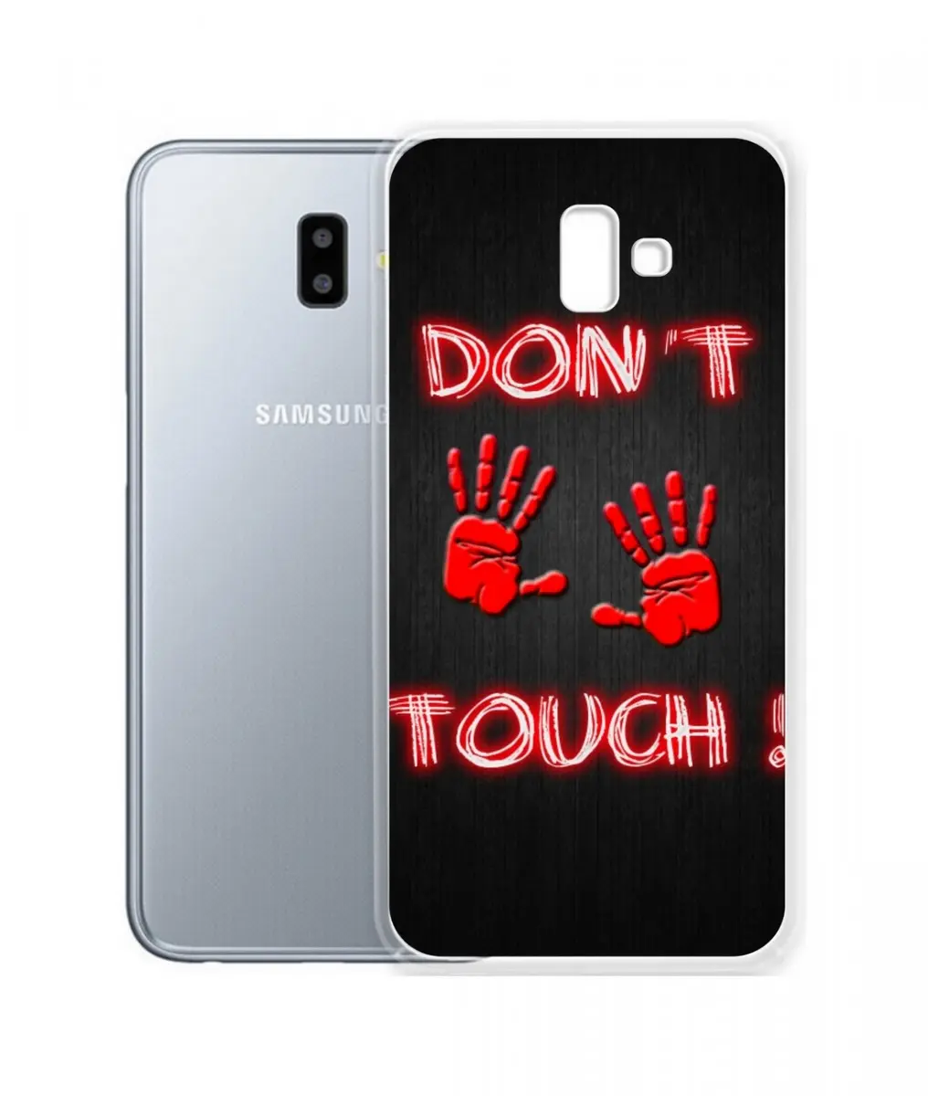 Pouzdro TopQ Samsung J6+ silikon Don't touch red 34044
