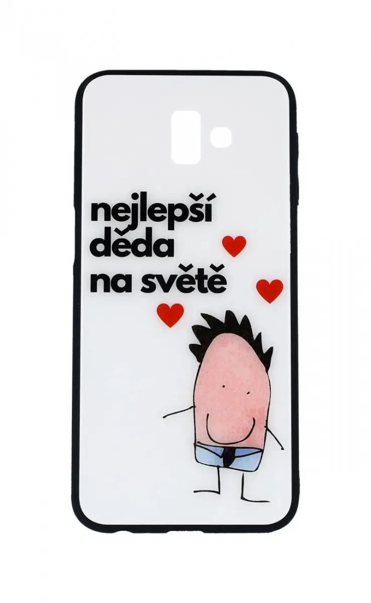 Pouzdro TopQ GLASS Samsung J6+ pevné nejlepší děda na světě 35435