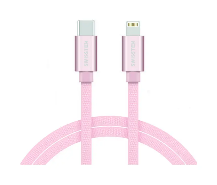 Datový kabel Swissten USB-C / Lightning 1,2m růžový 38134