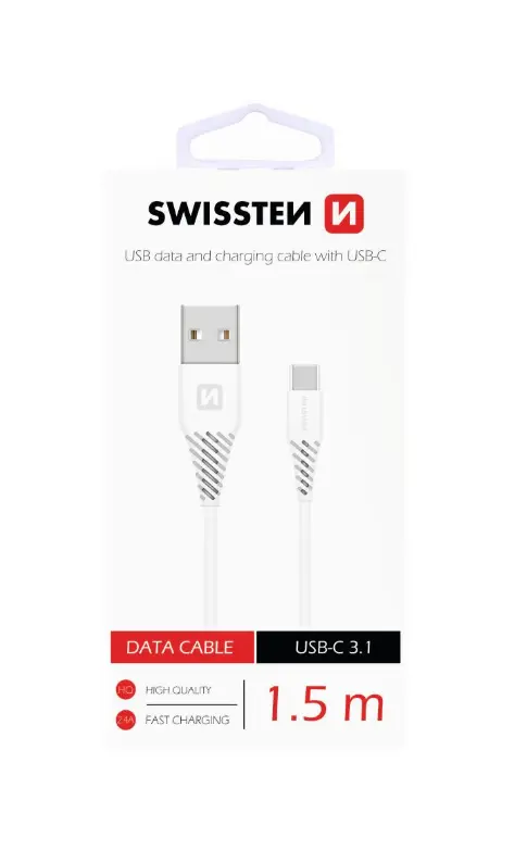 Datový kabel Swissten USB-C (Type-C) 1.5 m bílý 41817