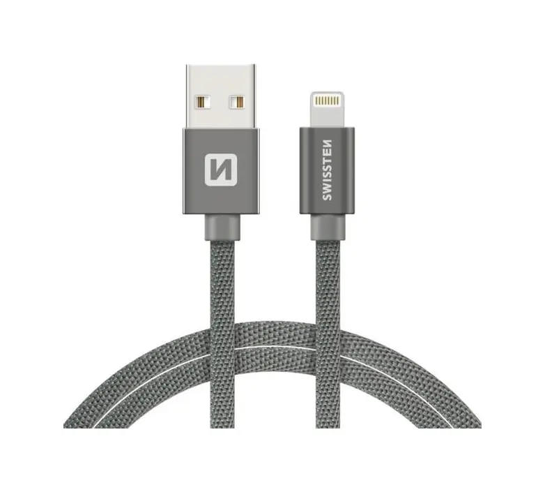 Datový kabel Swissten Lightning 0,2m šedý 43825