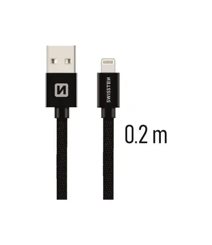 Datový kabel Swissten Lightning 0,2m černý 43829
