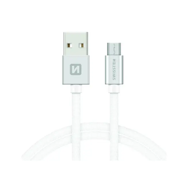 Datový kabel Swissten microUSB 1,2m stříbrný 47726