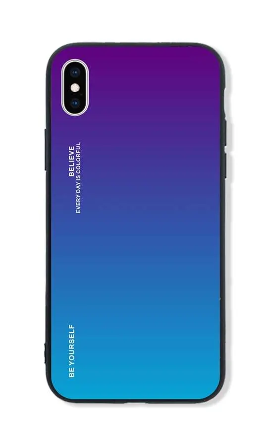 Kryt TopQ LUXURY iPhone XS pevný duhový purpurový 48877
