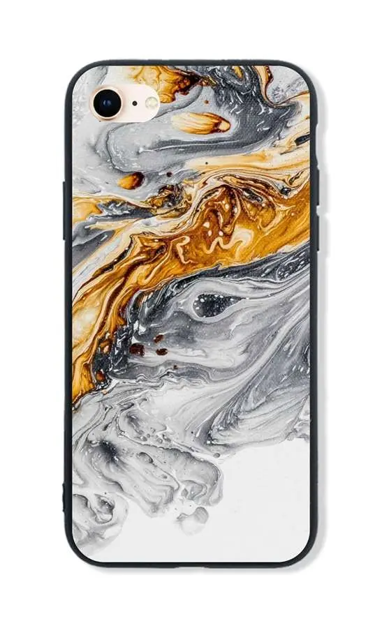 Kryt TopQ LUXURY iPhone SE 2020 pevný Marble šedo-zlatý 49248