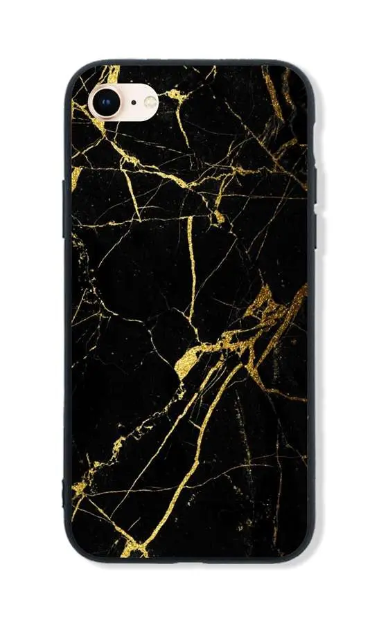 Kryt TopQ LUXURY iPhone SE 2020 pevný Marble černo-zlatý 49249