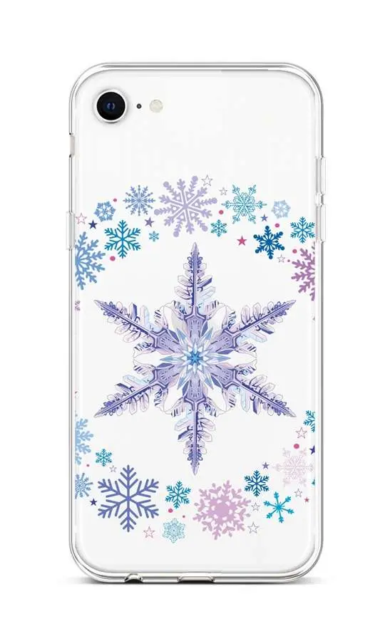 Kryt TopQ iPhone SE 2020 silikon Snowflake 49571