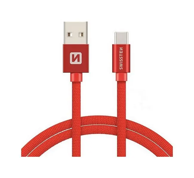 Datový kabel Swissten USB-C (Type-C) 1,2m červený 50791