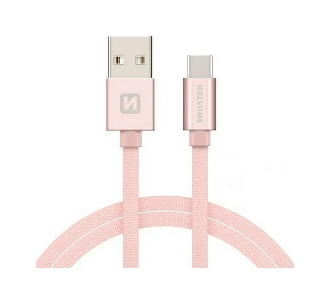 Datový kabel Swissten USB-C (Type-C) 1,2m růžový 50793