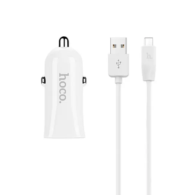 Nabíječka do auta HOCO Z12 micro USB 2.4A Dual bílá 50848