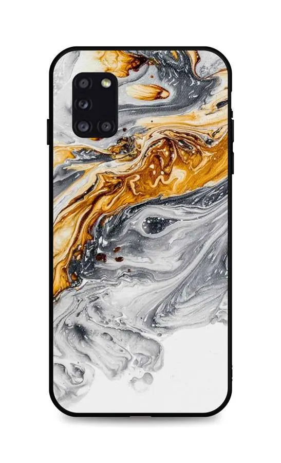 Kryt TopQ LUXURY Samsung A31 pevný Marble šedo-zlatý 50899