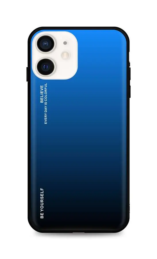Kryt TopQ LUXURY iPhone 12 pevný duhový modrý 52601
