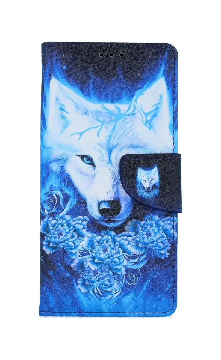 Pouzdro TopQ iPhone SE 2020 knížkové Tyrkysový vlk 54664