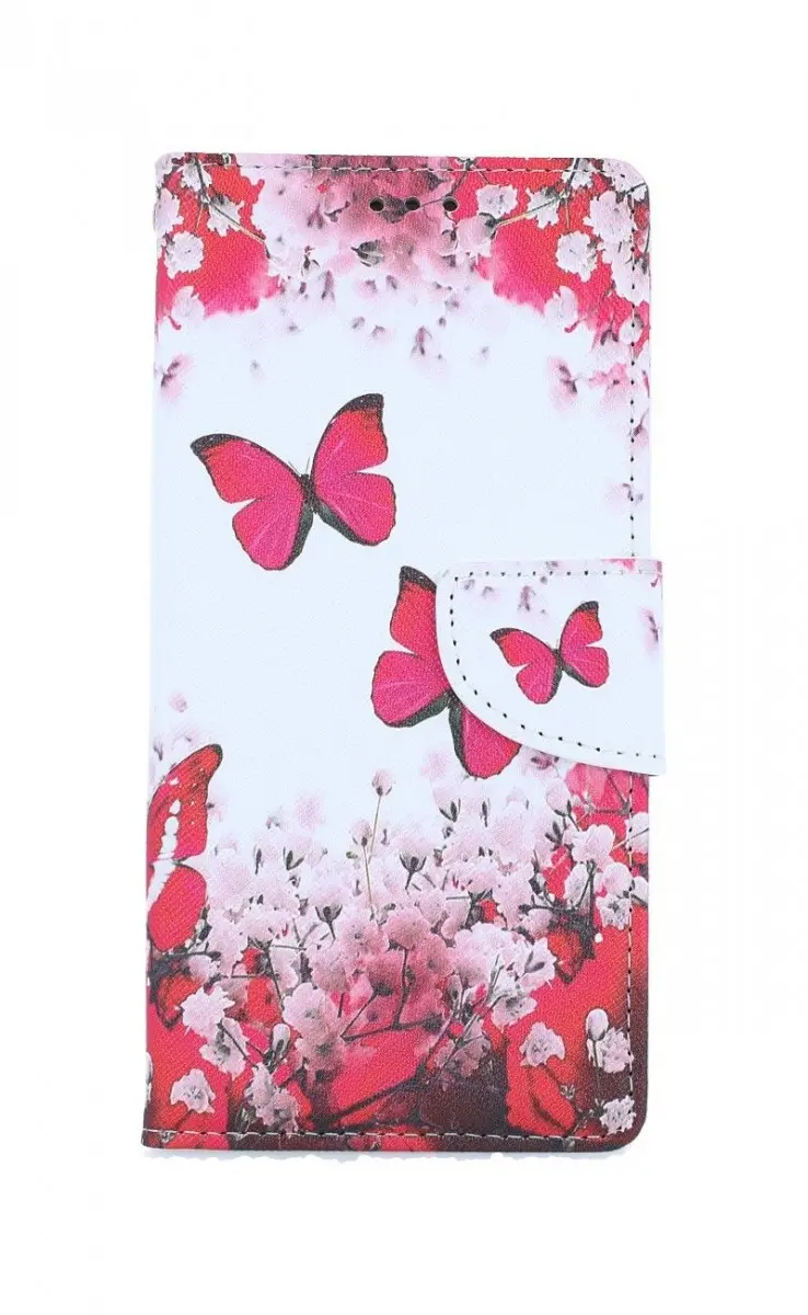 Pouzdro TopQ iPhone SE 2020 knížkové Růžoví motýlci 54686