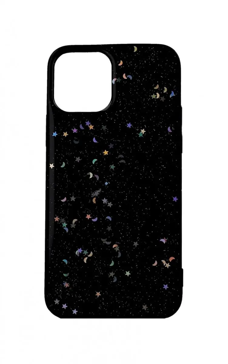 Obal TopQ iPhone 12 Glitter Star černý 55218