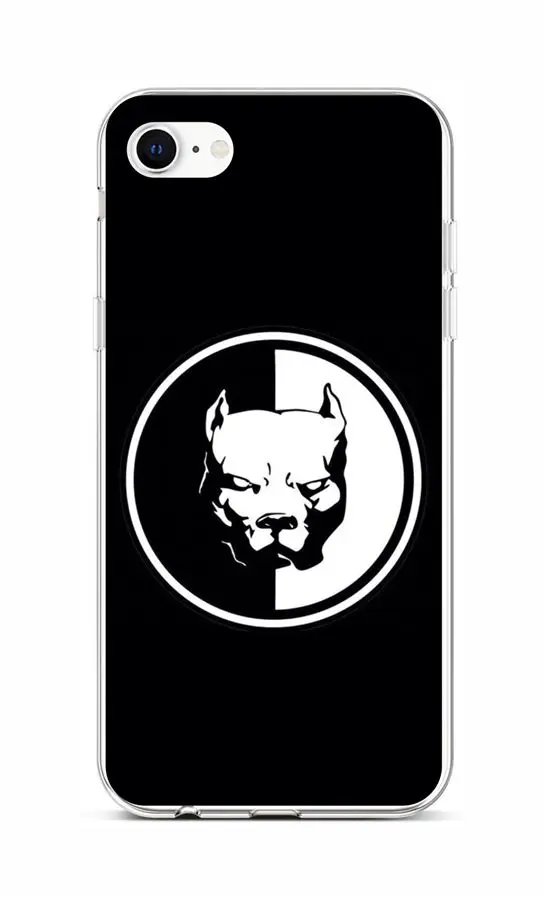 Kryt TopQ iPhone SE 2020 silikon Černobílý pitbull 58775