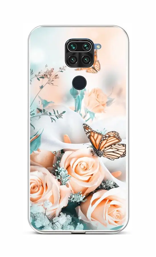 Kryt TopQ Xiaomi Redmi Note 9 silikon Růže s motýlem 58958