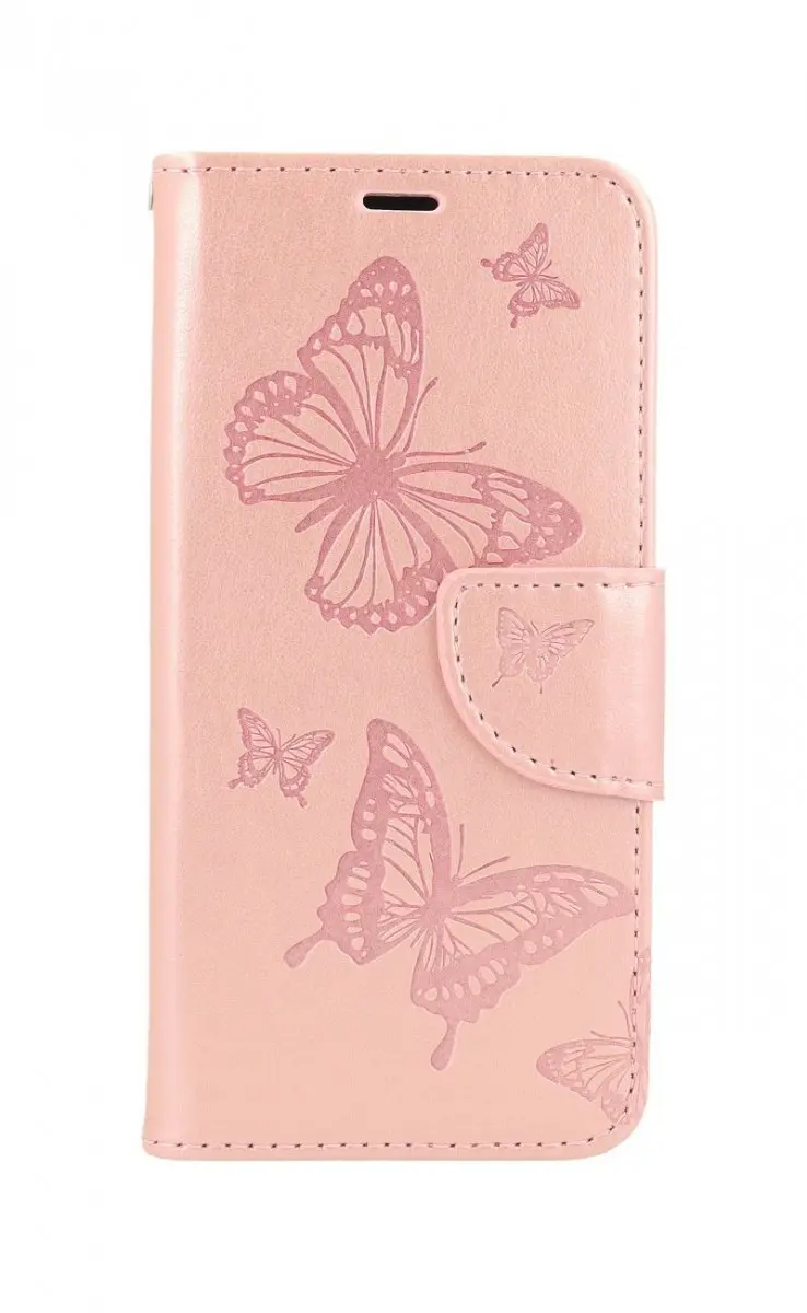 Pouzdro TopQ iPhone 12 mini knížkové Butterfly růžové světlé 62557