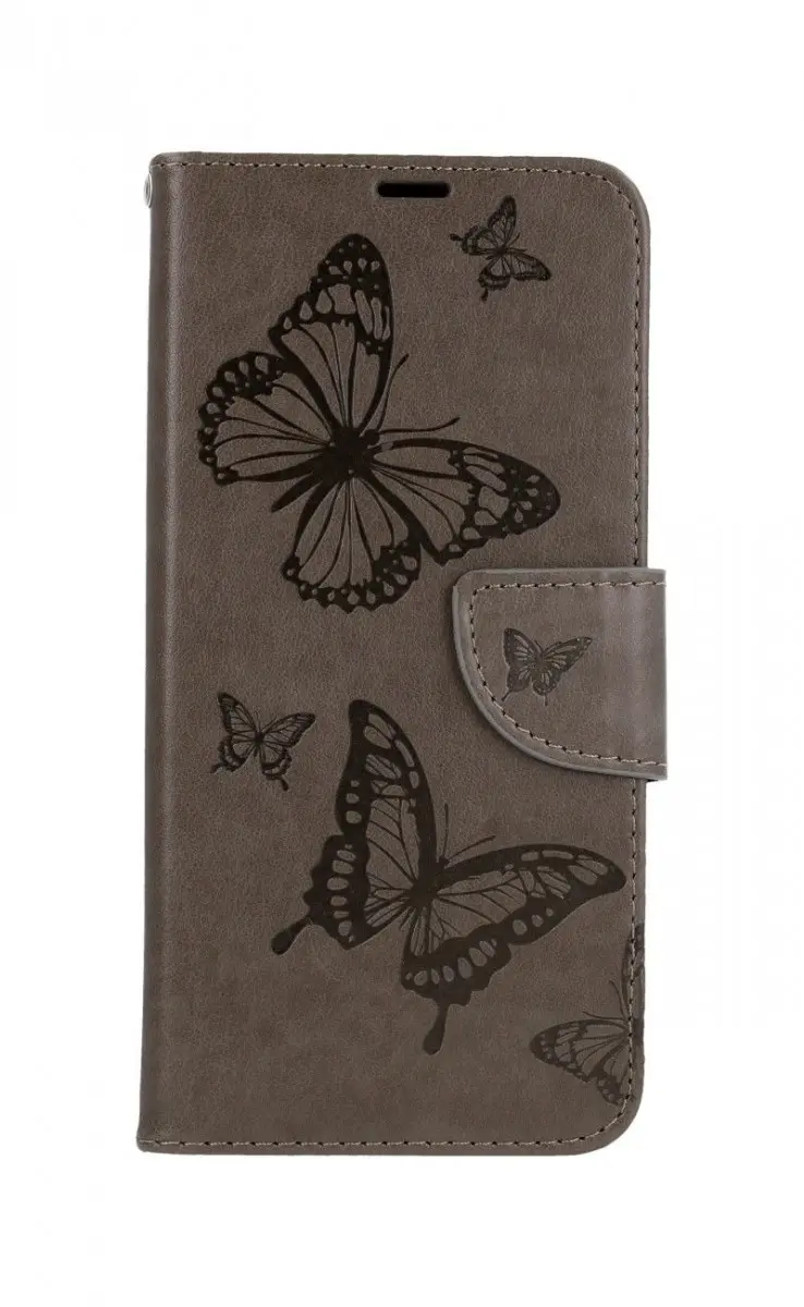 Pouzdro TopQ Samsung A22 knížkové Butterfly šedé 63571