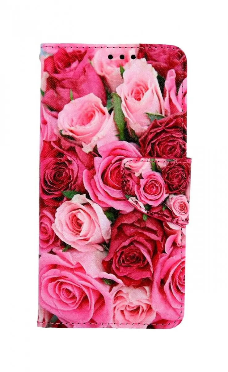 Pouzdro TopQ iPhone 11 knížkové Růžové růžičky 63787