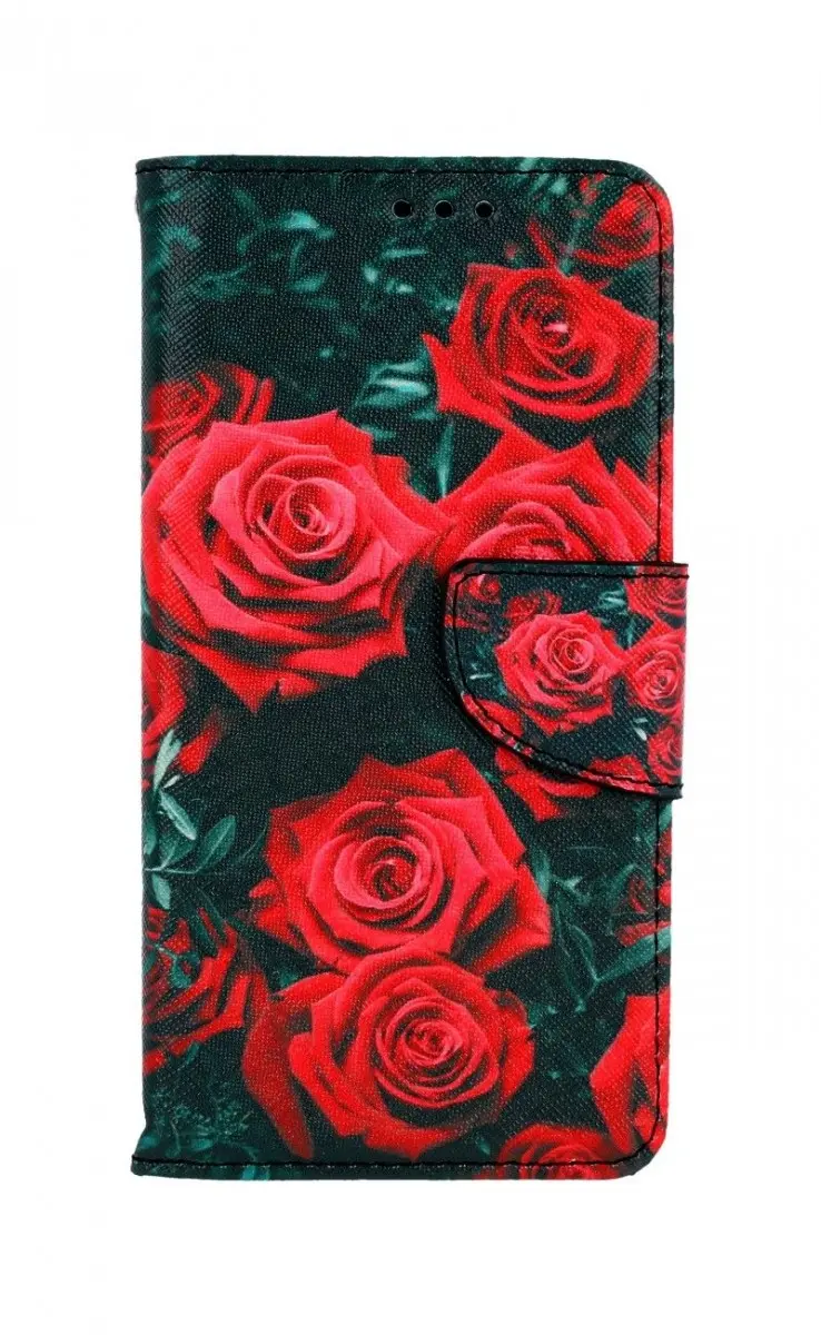 Pouzdro TopQ iPhone 11 knížkové Červené růžičky 63796
