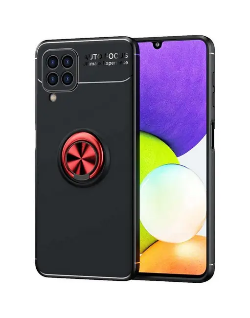 Kryt TopQ Samsung A22 silikon černý s červeným prstenem 65430