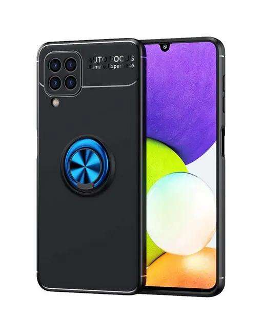 Kryt TopQ Samsung A22 silikon černý s modrým prstenem 65433
