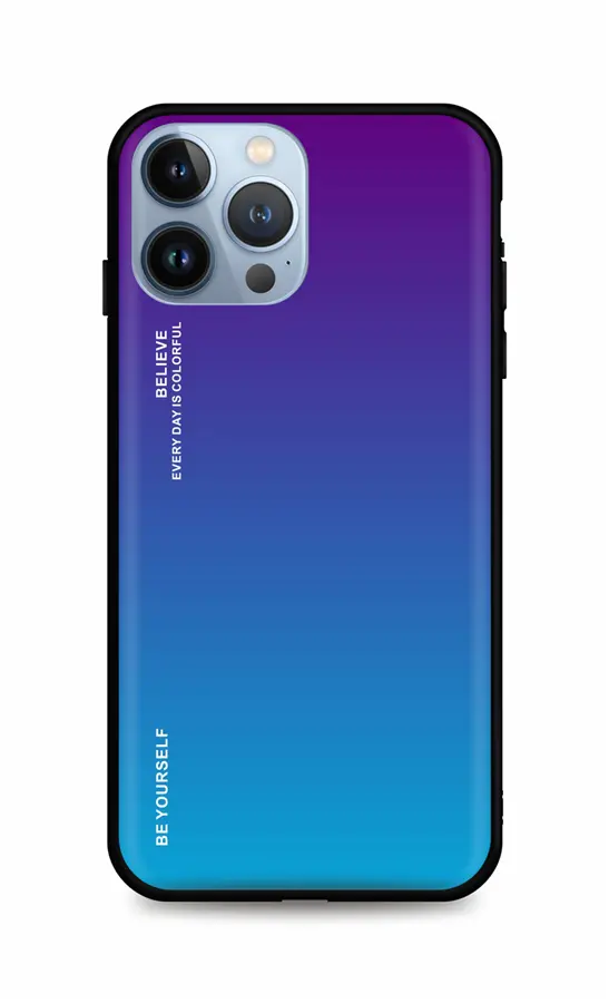Kryt TopQ LUXURY iPhone 13 Pro Max pevný duhový purpurový 65581