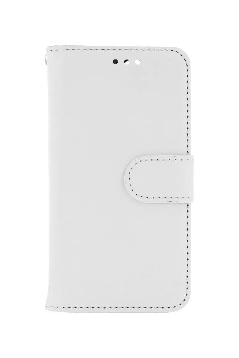 Pouzdro TopQ iPhone 13 knížkové bílé s přezkou 66370