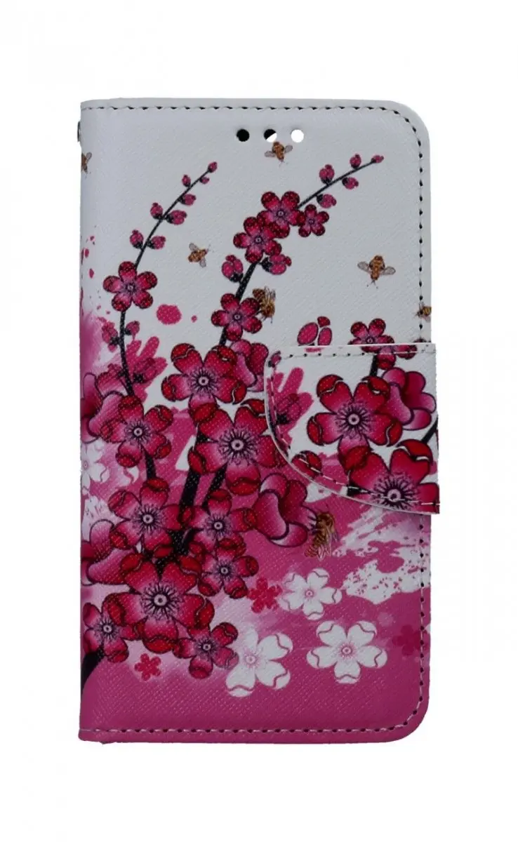 Pouzdro TopQ iPhone 13 mini knížkové Kytičky textil 66386