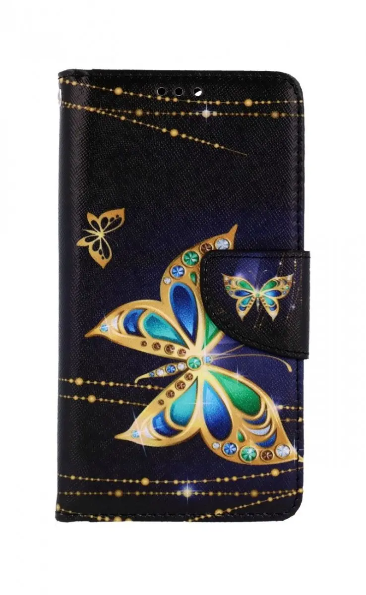 Pouzdro TopQ iPhone 13 mini knížkové Zlatý motýl 66430