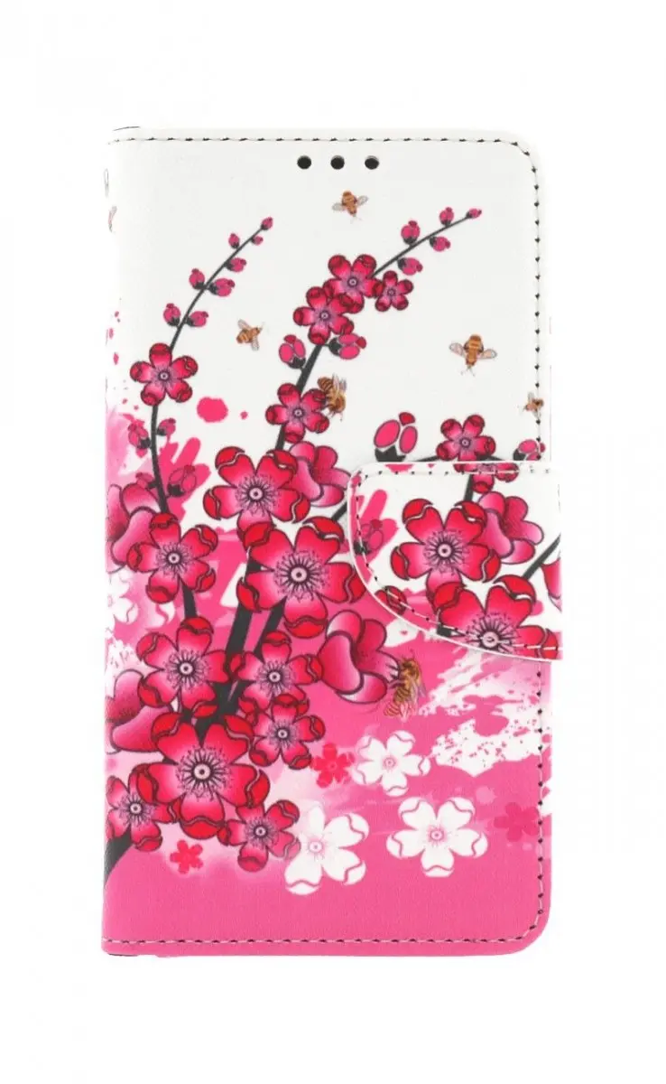 Pouzdro TopQ iPhone 13 Pro knížkové Kytičky textil 66468