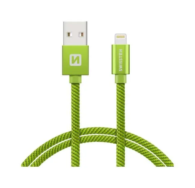 Datový kabel Swissten Lightning pro iPhone 0,2m zelený 67917