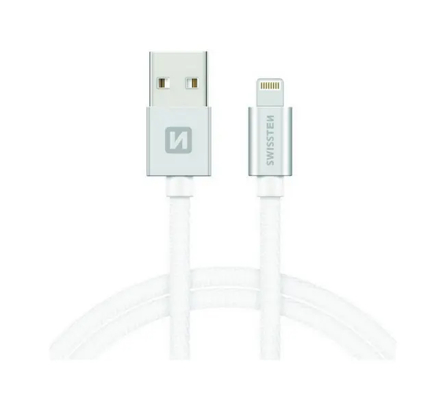 Datový kabel Swissten Lightning pro iPhone 1,2m stříbrný 67920