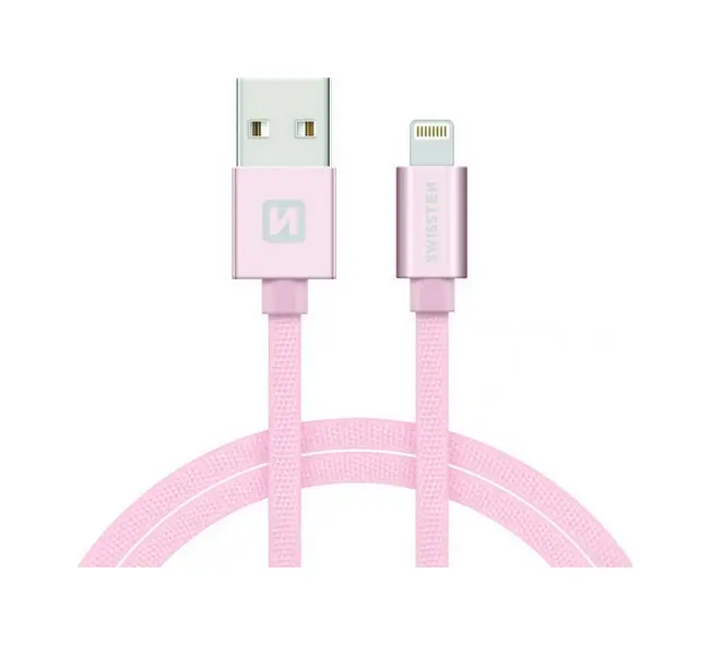 Datový kabel Swissten Lightning pro iPhone 1,2m růžový 67922