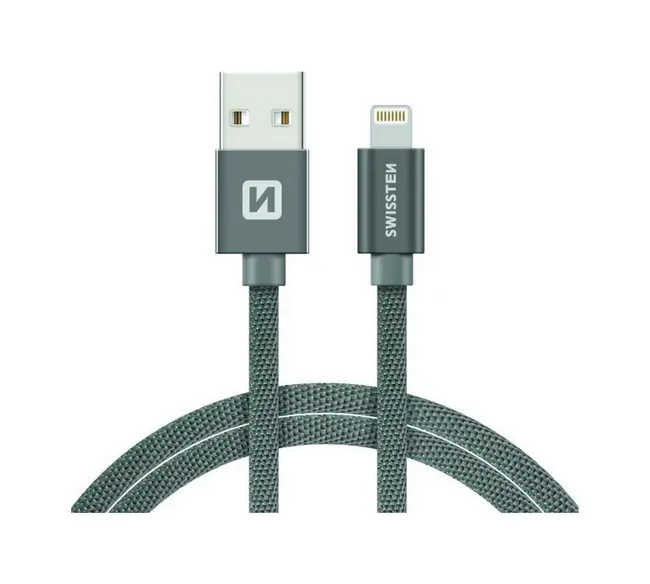 Datový kabel Swissten Lightning pro iPhone 1,2m šedý 67925