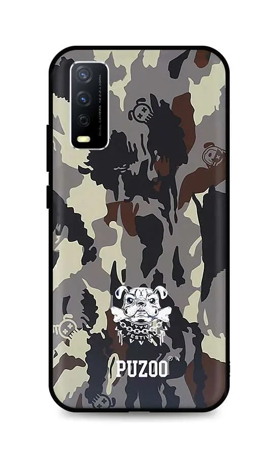 Kryt TopQ Vivo Y20s 3D silikon Maskáčové s buldokem 68395