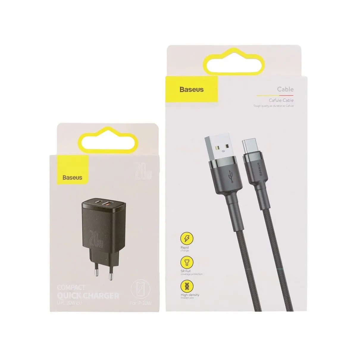 Rychlonabíječka Baseus Compact 20W včetně datového kabelu USB-C černá 68760