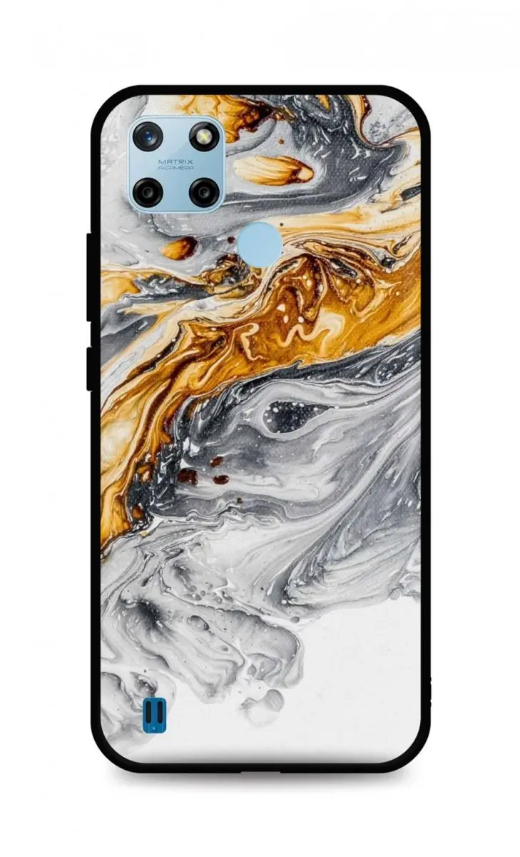 Kryt TopQ LUXURY Realme C25Y pevný Marble šedo-zlatý 69974