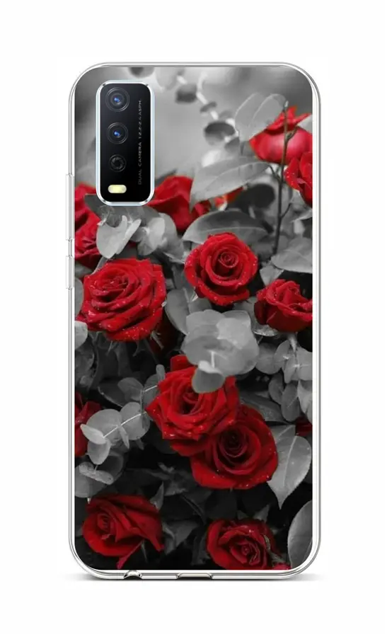 Kryt TopQ Vivo Y11s silikon Červené růže mix 70060