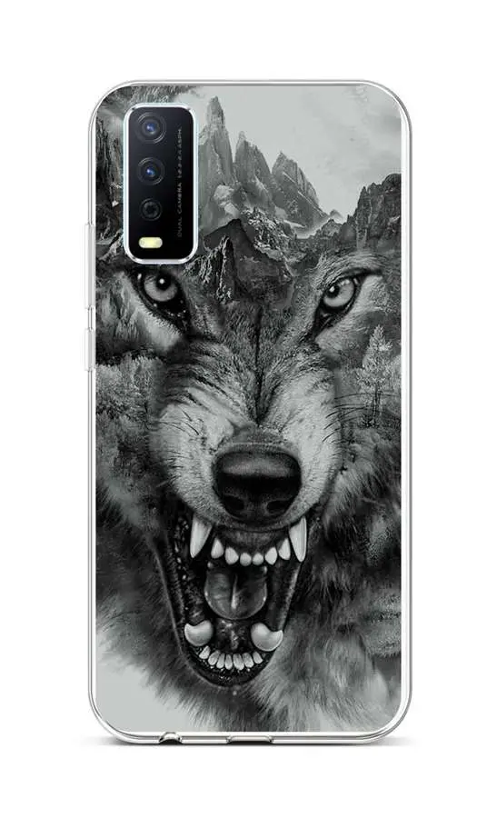 Kryt TopQ Vivo Y11s silikon Černobílý vlk 70100