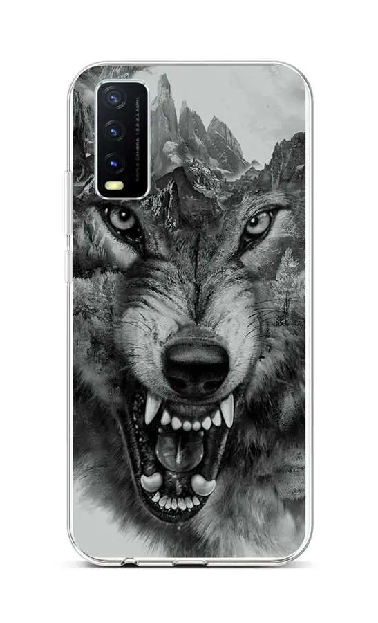 Kryt TopQ Vivo Y20s silikon Černobílý vlk 70115