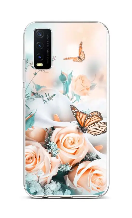 Kryt TopQ Vivo Y20s silikon Růže s motýlem 70165