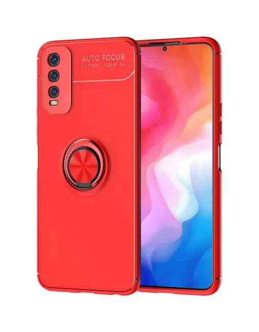 Kryt TopQ Vivo Y20s silikon červený s červeným prstenem 71208