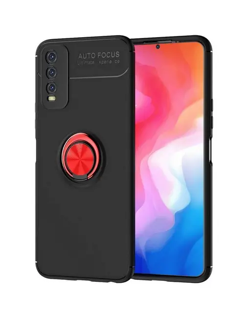 Kryt TopQ Vivo Y20s silikon černý s červeným prstenem 71212